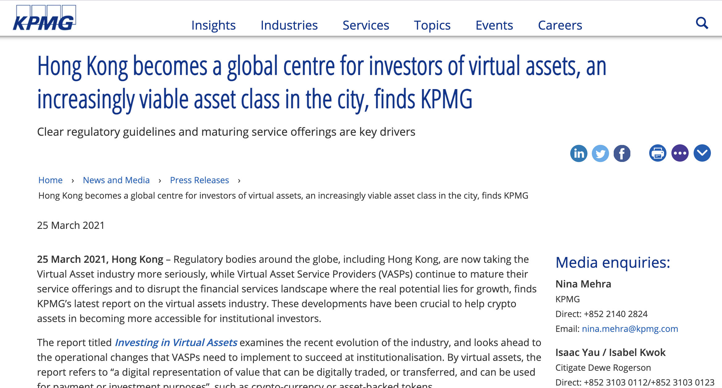 KPMG Released A Press Release On Its Report With BC Group And OSL ...